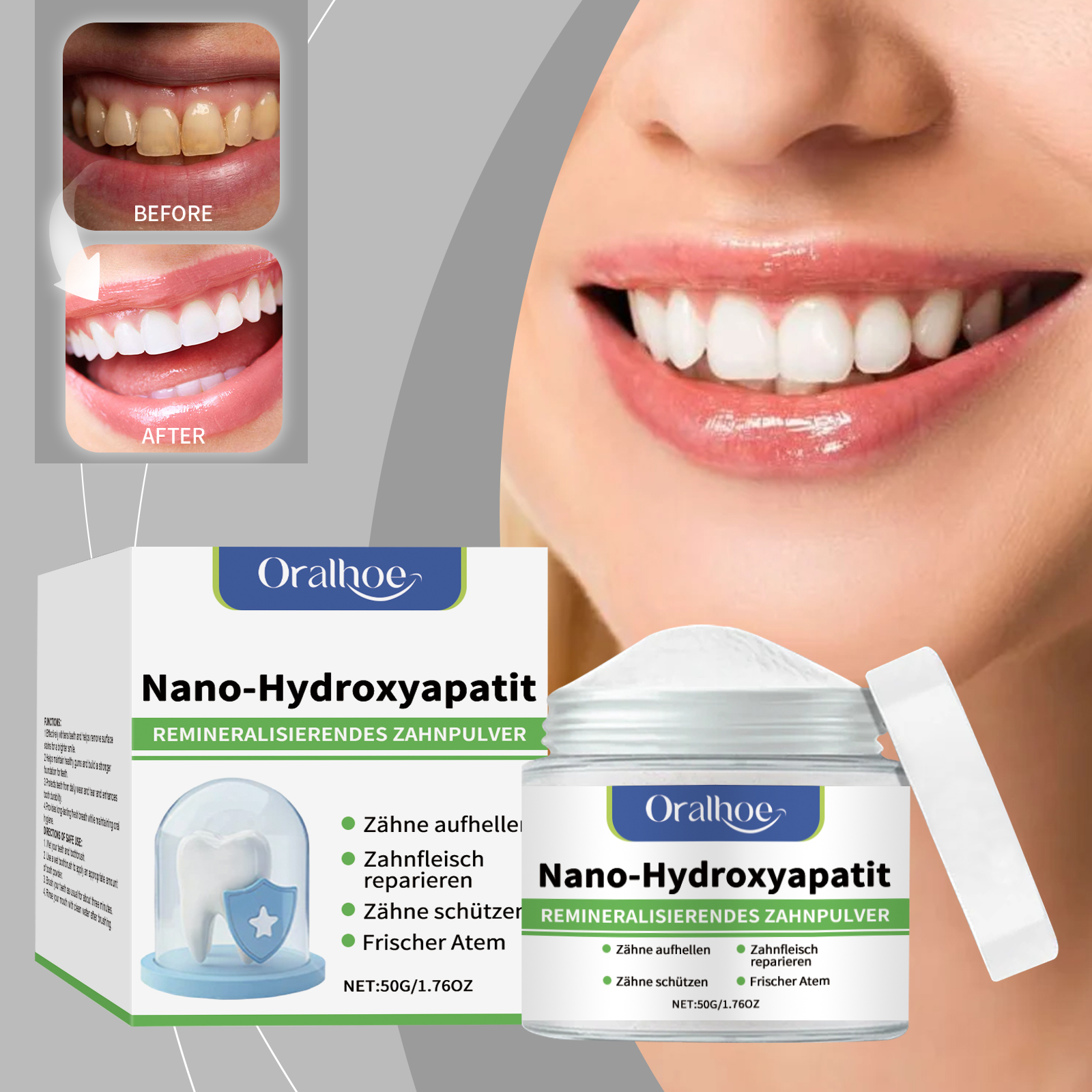 Teeth Whitening Powder - Natural Teeth Brightening Powder Professional Oral