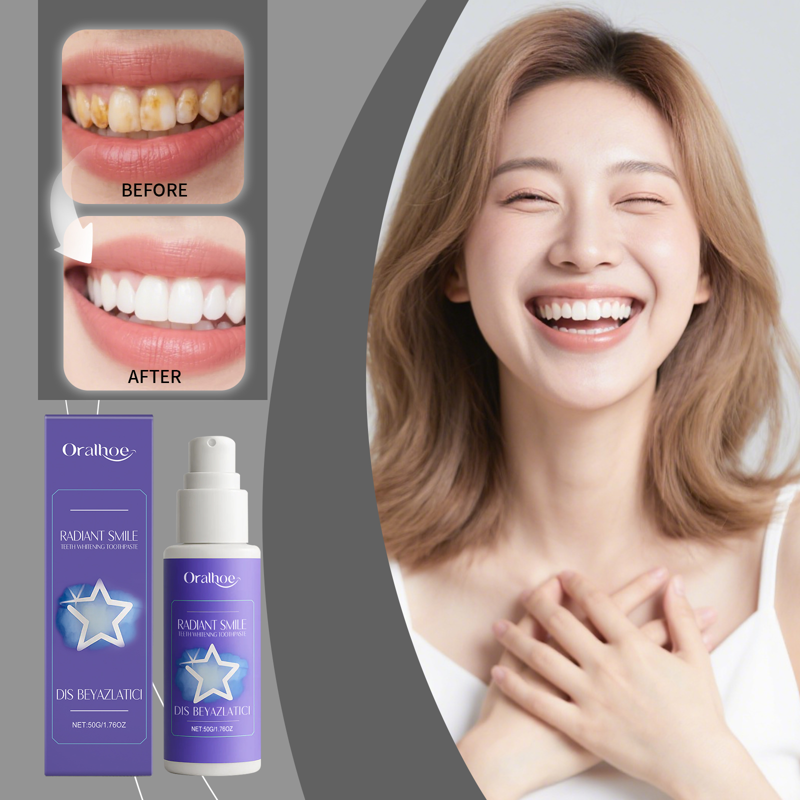 ORALHOE 50g Purple Teeth White - Teeth Whitening Or Bleaching review and price